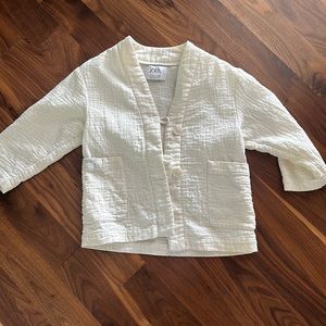 Girls Zara ecru linen jacket